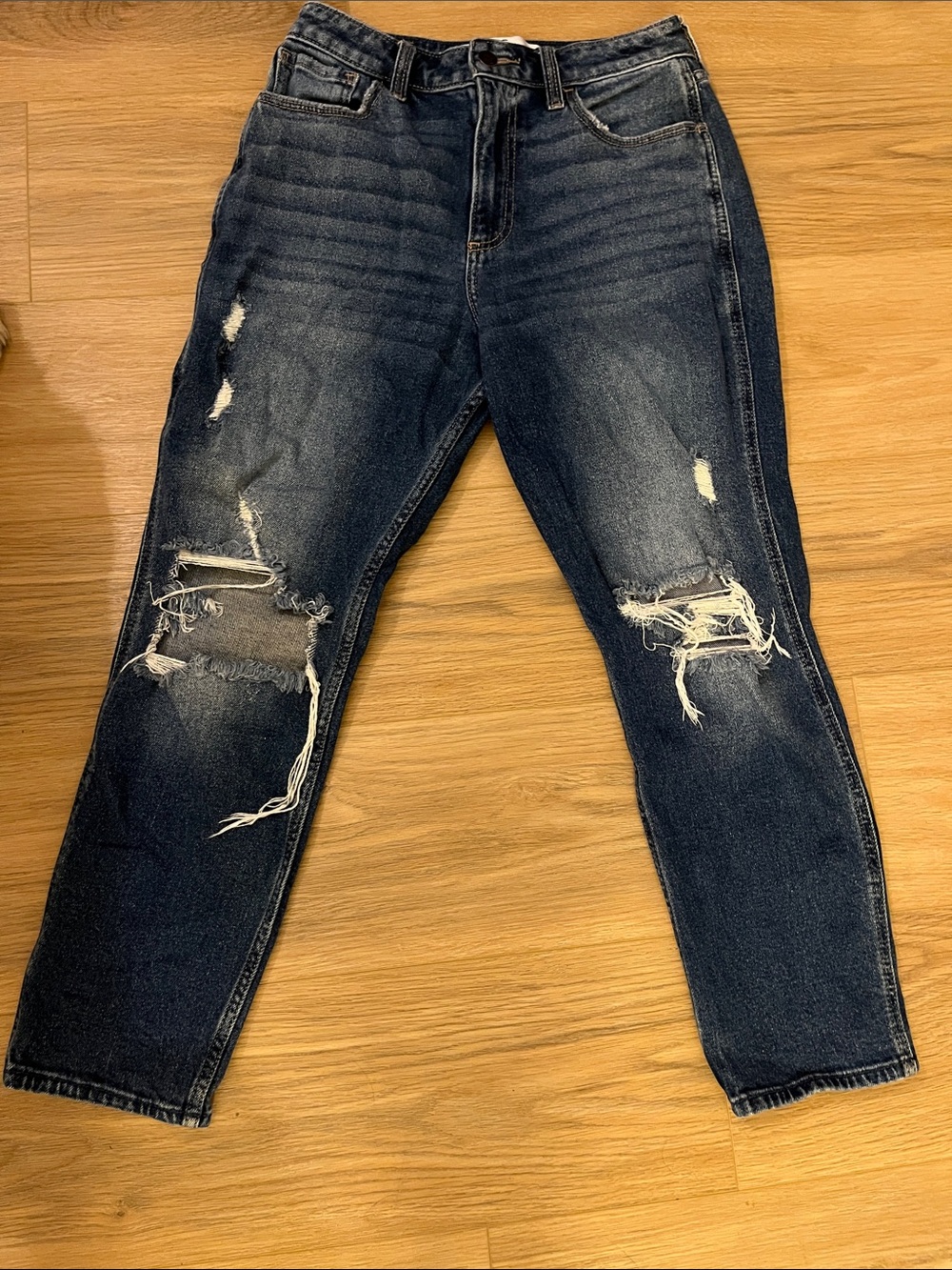 Hollister Slim Straight Distressed Dark Blue Jeans